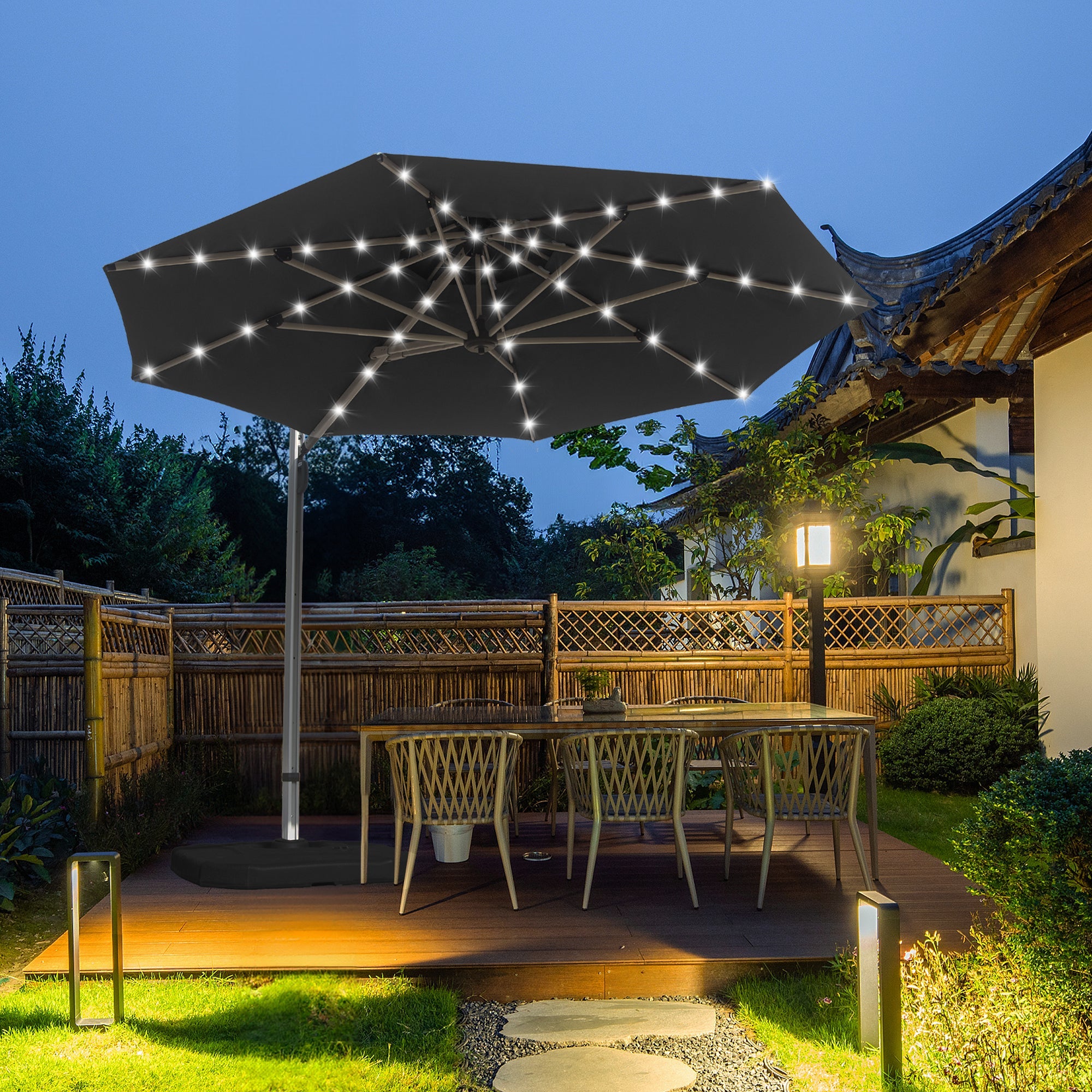 Round Cantilever Umbrella with Center Pole by HouseOfZazla