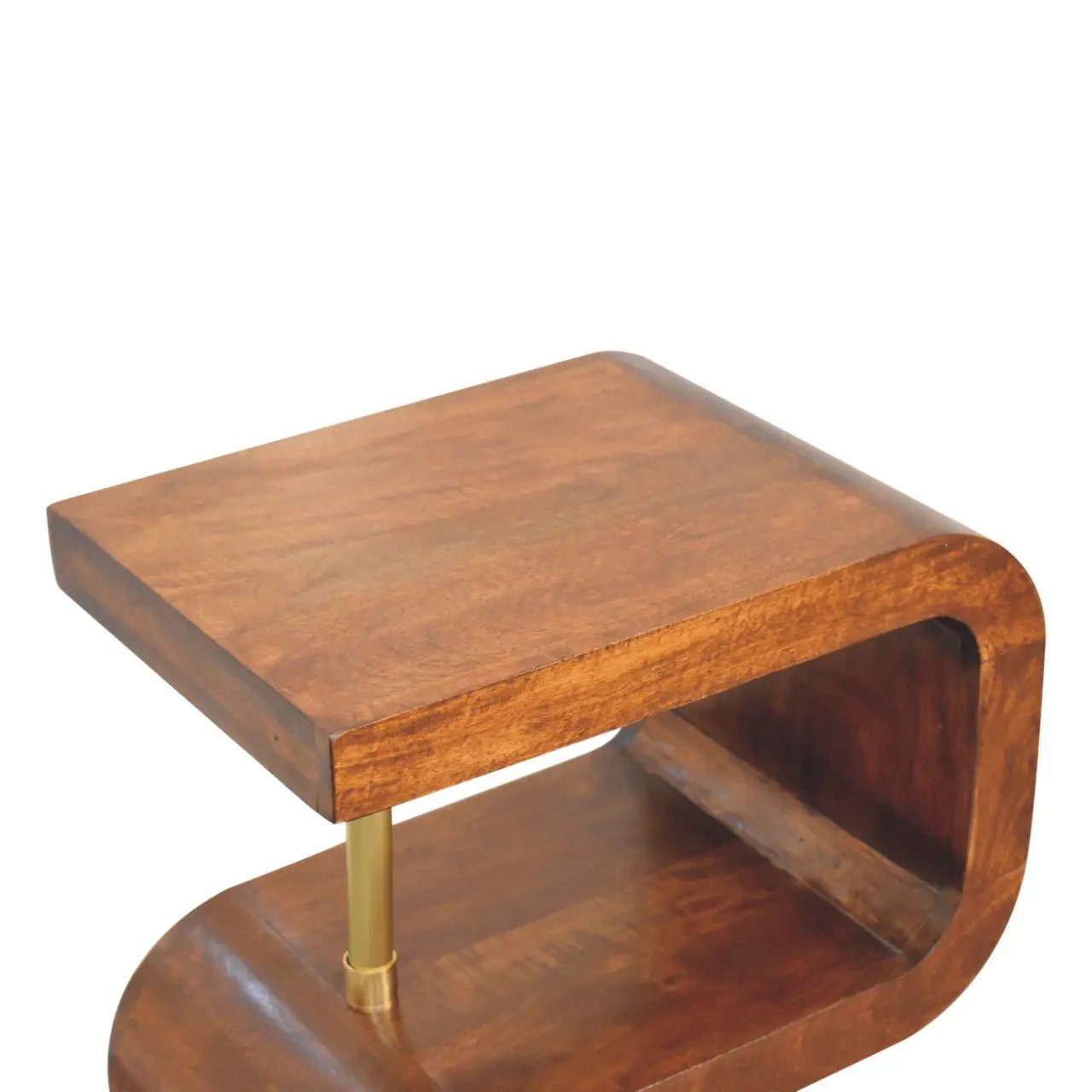 S Curve Brass Bedside Table - Dark Brown by HouseOfZazla