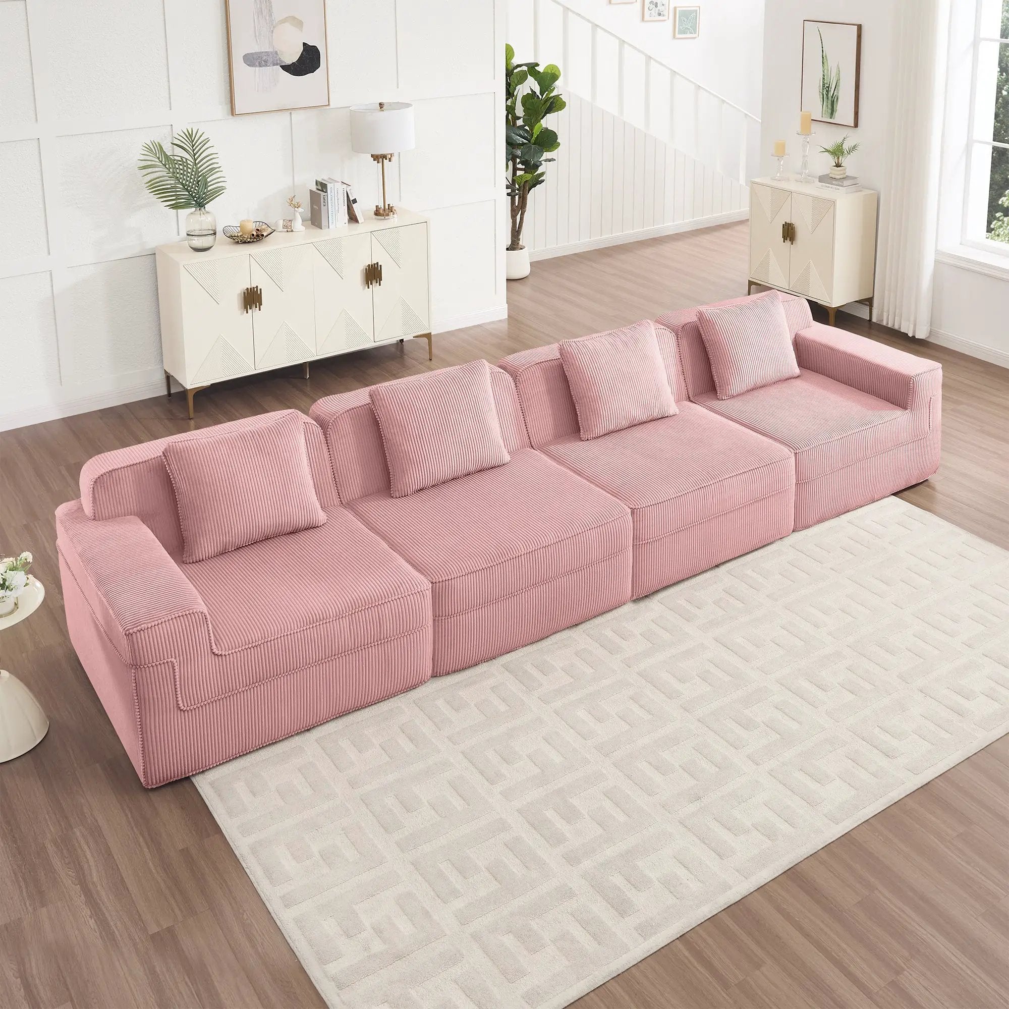 Modular 4 Seat Boneless Sofa, Cloud Sectional Couch by HouseOfZazla
