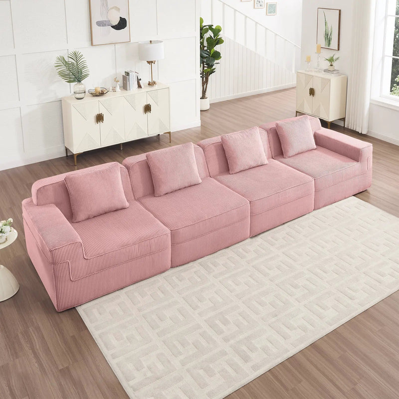 Modular 4 Seat Boneless Sofa, Cloud Sectional Couch by HouseOfZazla