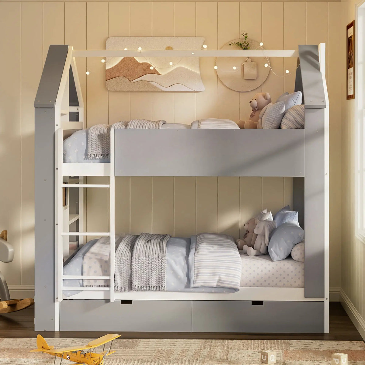 Full Size Bunk Bed with Storage Drawers & Shelves by HouseOfZazla