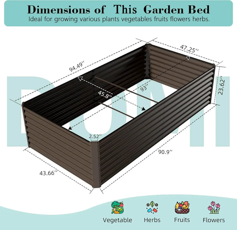 8×4×2 ft Galvanized Raised Garden Bed by HouseOfZazla