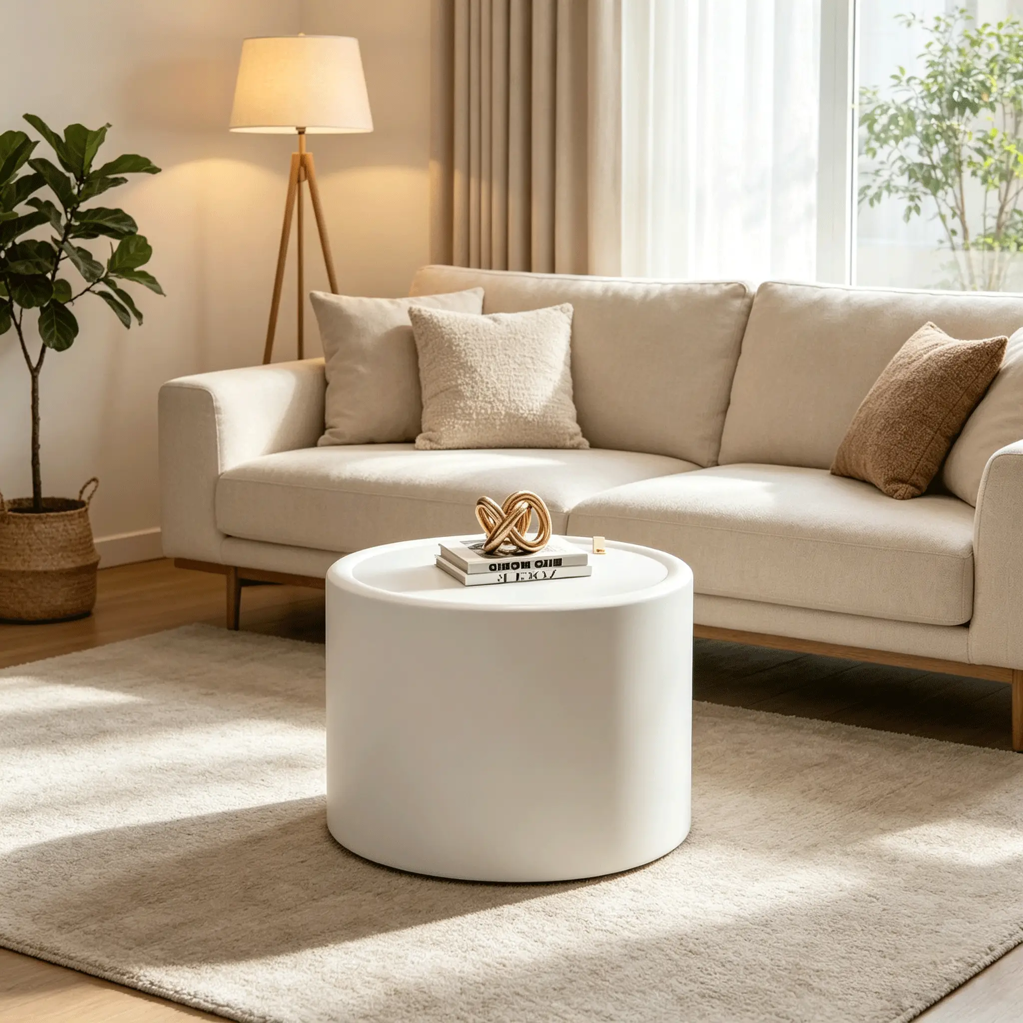 White Round Coffee Table with Tempered Glass Top by HouseOfZazla