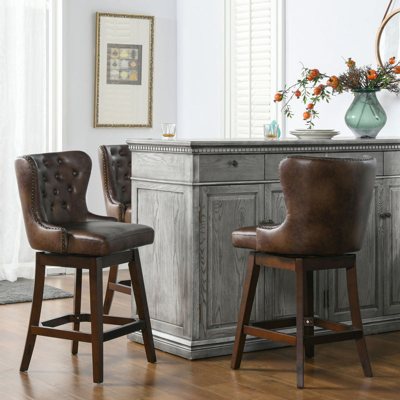 Holmes - Tufted High Back 360 Swivel Counter Height Barstool by HouseOfZazla