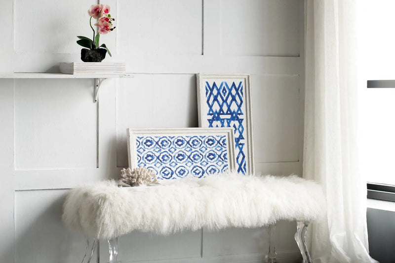Hanging Sculptures, Modern Wall Art Decor (Set of 2) - White / Blue by Unique Piece Furniture
