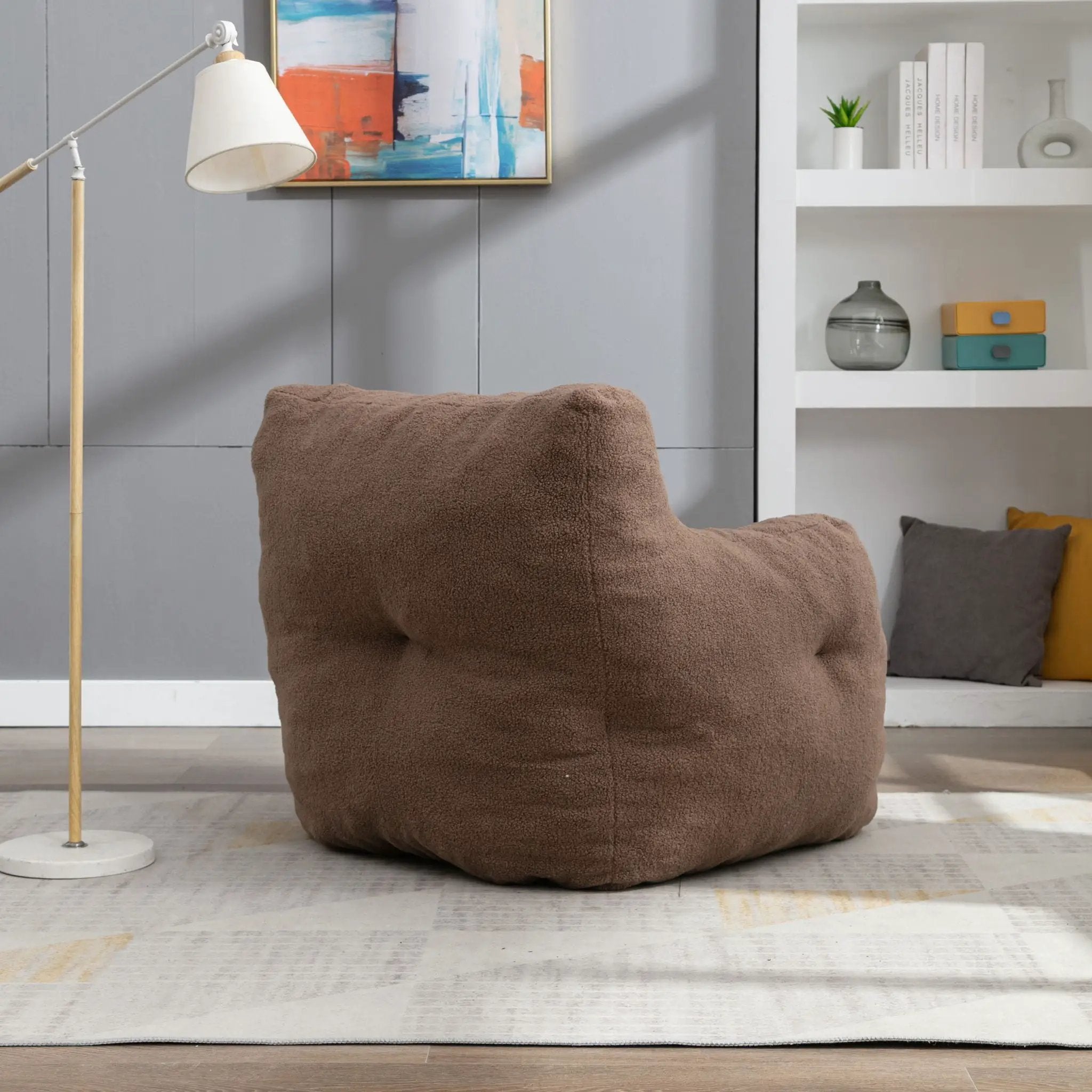 Soft Teddy Fabric Tufted Foam Bean Bag Chair With Teddy Fabric by Unique Piece Furniture