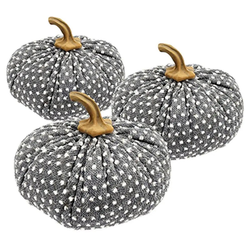 Pumpkin Ornament Decor For Holiday Harvest Festival Fall Festival & Thanksgiving (Set of 3) - White / Gray by Unique Piece Furniture
