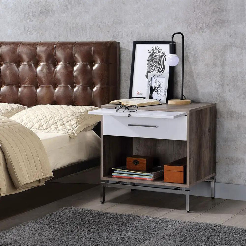 Cistus - Accent Table - Weathered Gray Oak & White by Unique Piece Furniture
