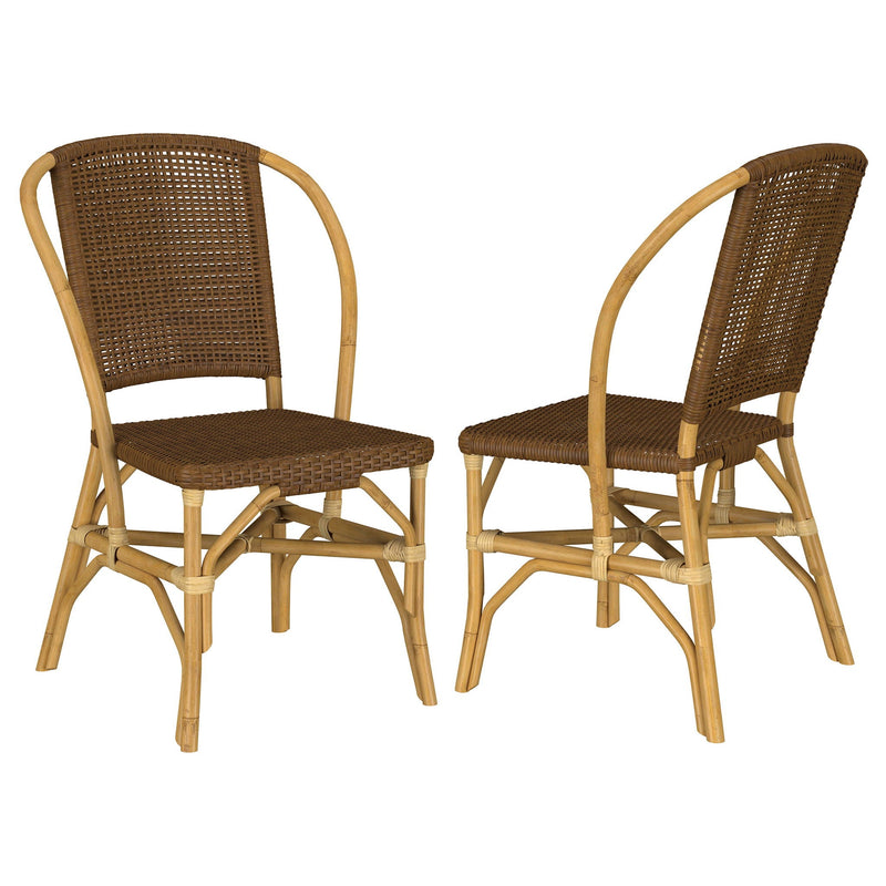 Lexley Woven Rattan Dining Side Chair Brown (Set of 2) by Unique Piece Furniture