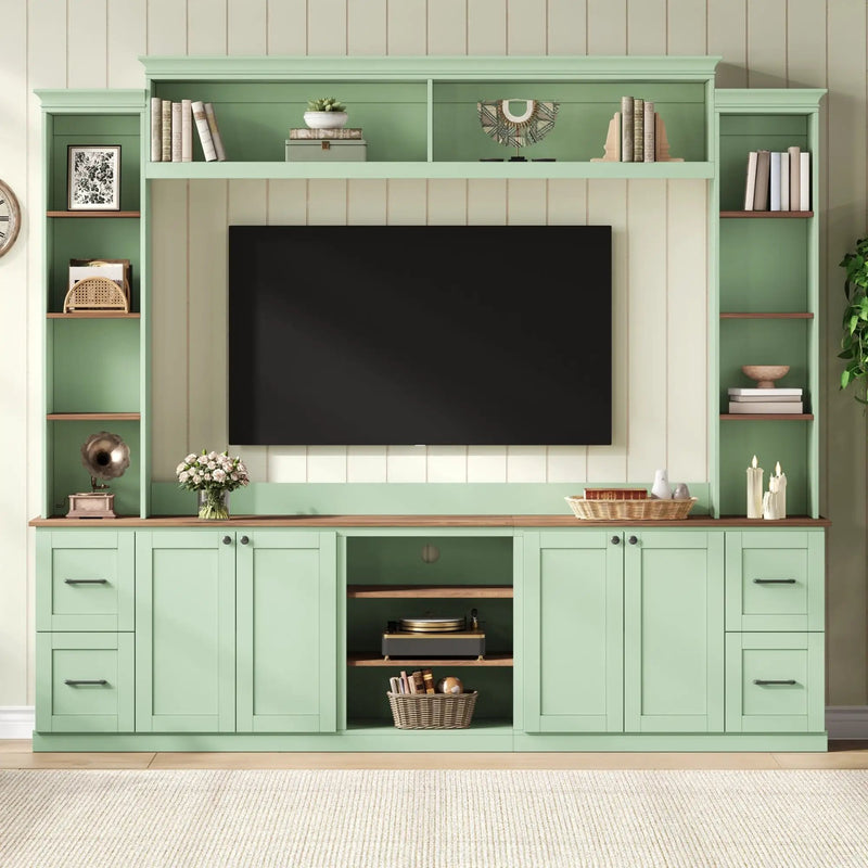 4-in-1 Entertainment Center Wall Unit with Bookshelf for TVs Up to 70" by HouseOfZazla