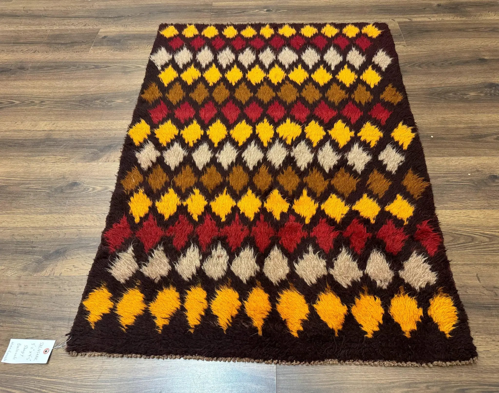 Shaggy Balouch Rug 3x4, Tribal Rug, Afghan Rug, Brown, Multicolor by Jewel Rugs