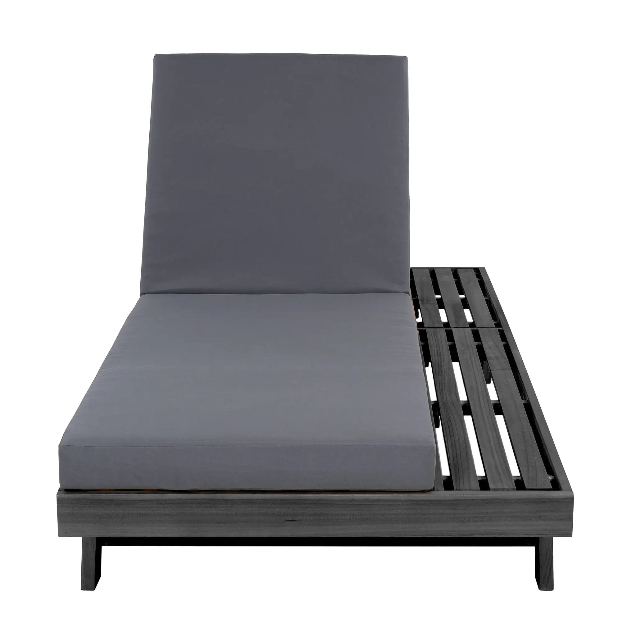 Lounge Chaise Set in Black Acacia Wood with Water-Resistant Cushions by HouseOfZazla