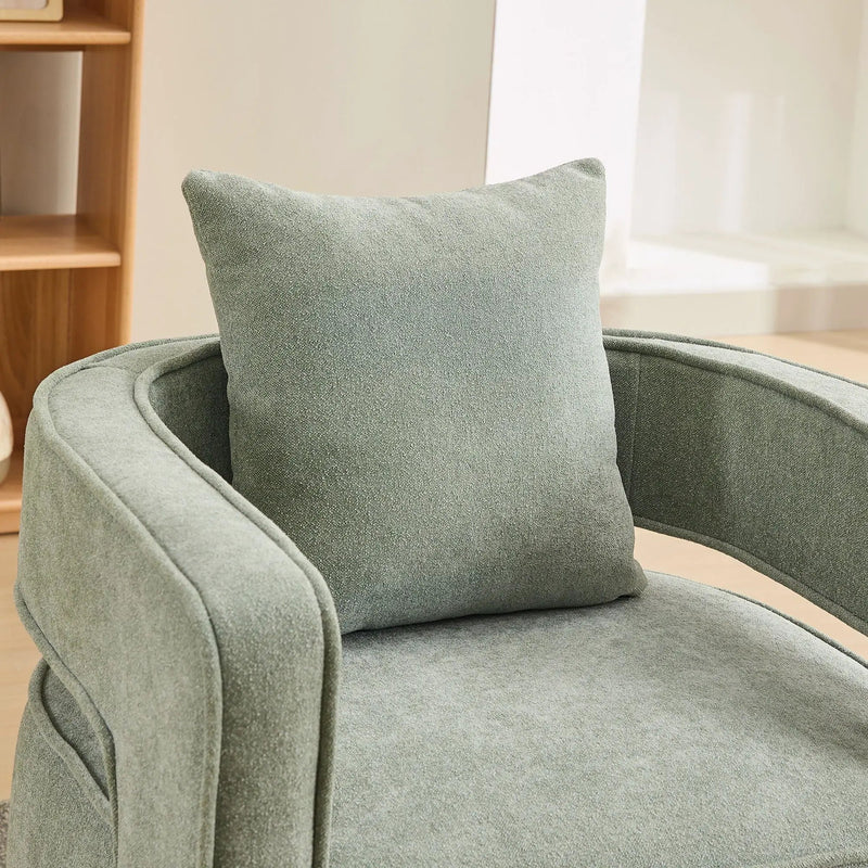 Swivel Accent Open Back Barrel Chair With Weathered Base by HouseOfZazla