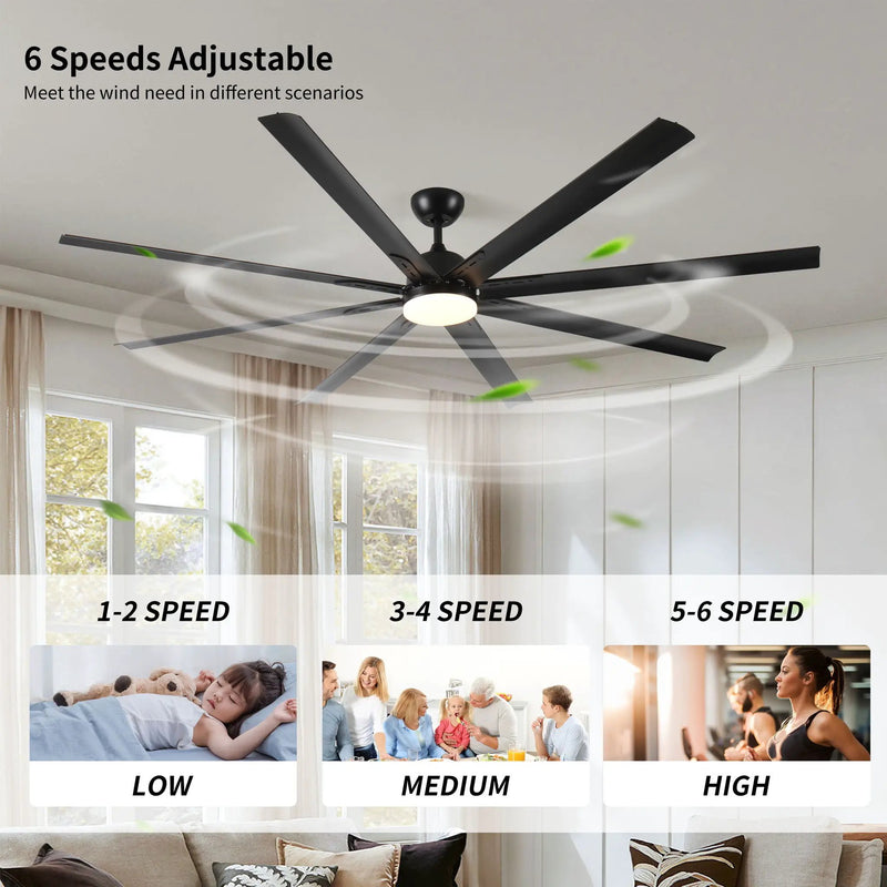 Super Large Black Ceiling Fan With Remote Control - Black by HouseOfZazla