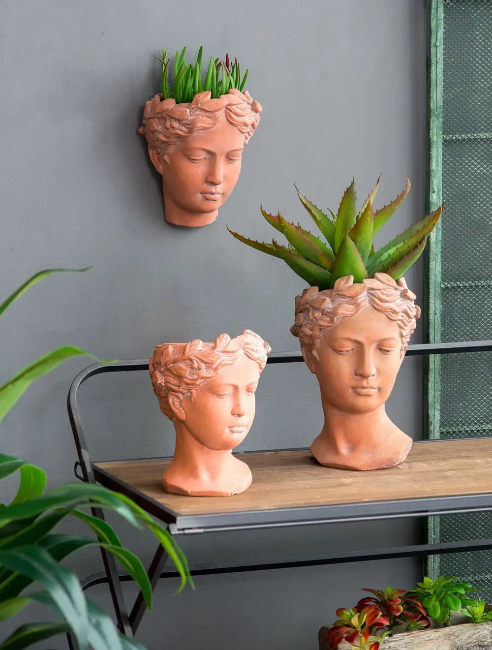 D7X11" Visage Head Bust Planter - Brown by HouseOfZazla