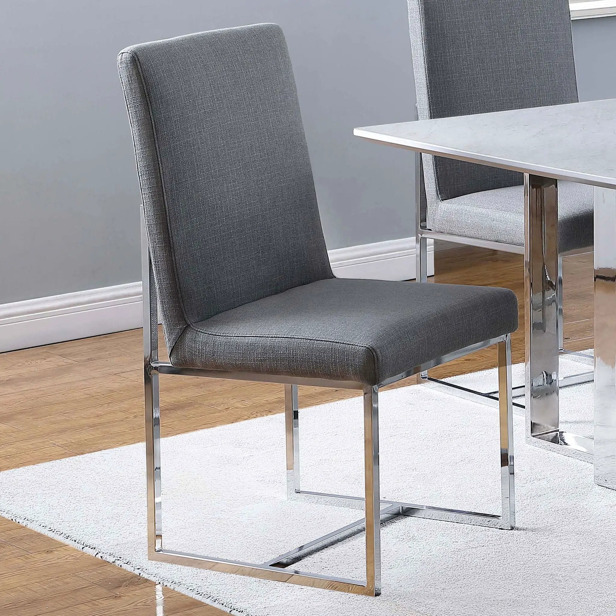 Upholstered Dining Chair Set With Base (Set of 2) - Gray