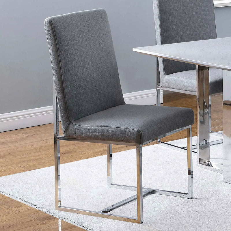Upholstered Dining Chair Set With Base (Set of 2) - Gray