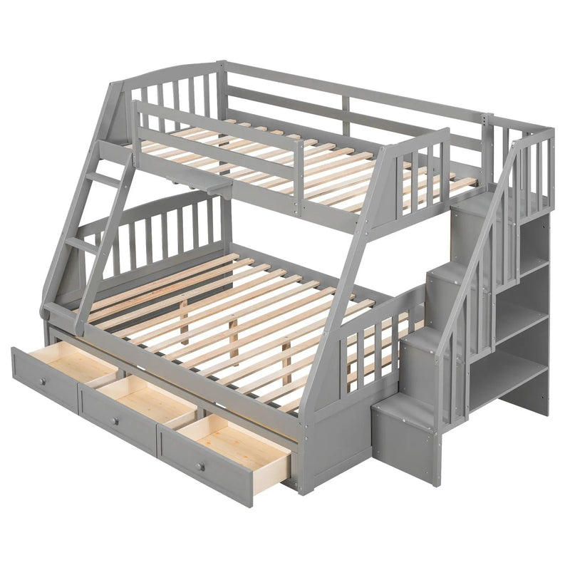 Bunk Bed With Drawers, Ladder And Storage Staircase by HouseOfZazla