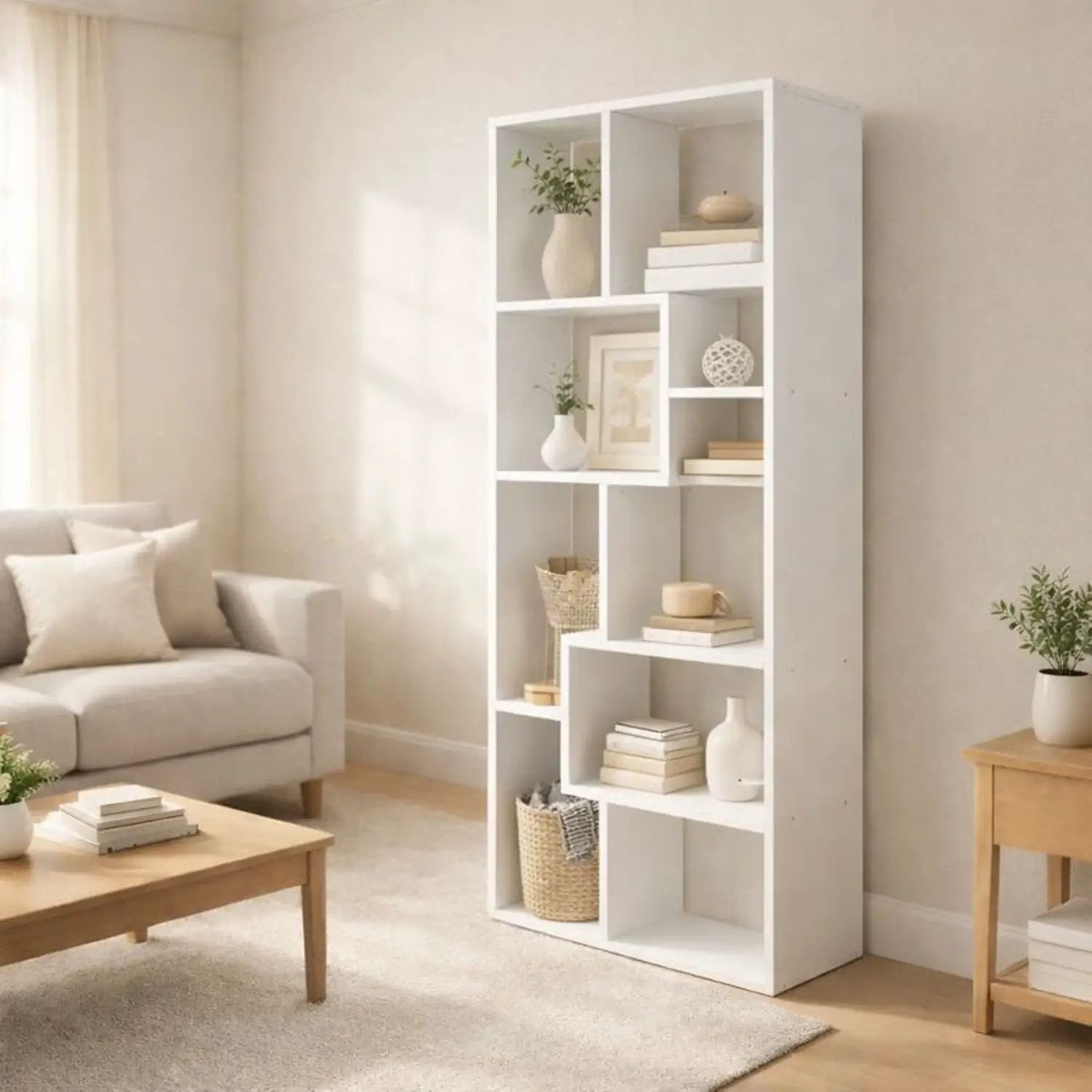 Asymmetrical Display Shelf & Bookcase, 5 Tier by Unique Piece Furniture