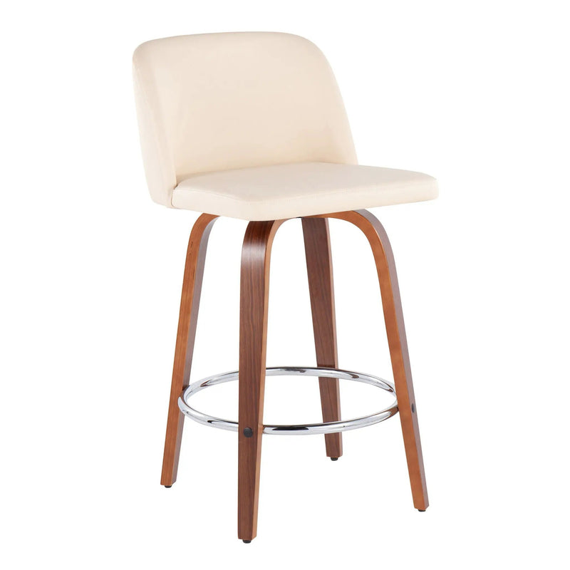 Toriano - Mid-Century Modern Fixed Height Counter Stool With Round Footrest (Set of 2) by Unique Piece Furniture