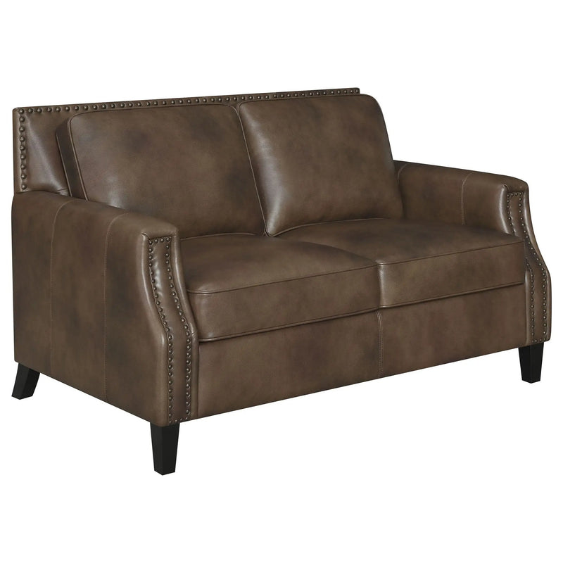 Gunderson - Loveseat With Recessed Arms - Brown by HouseOfZazla