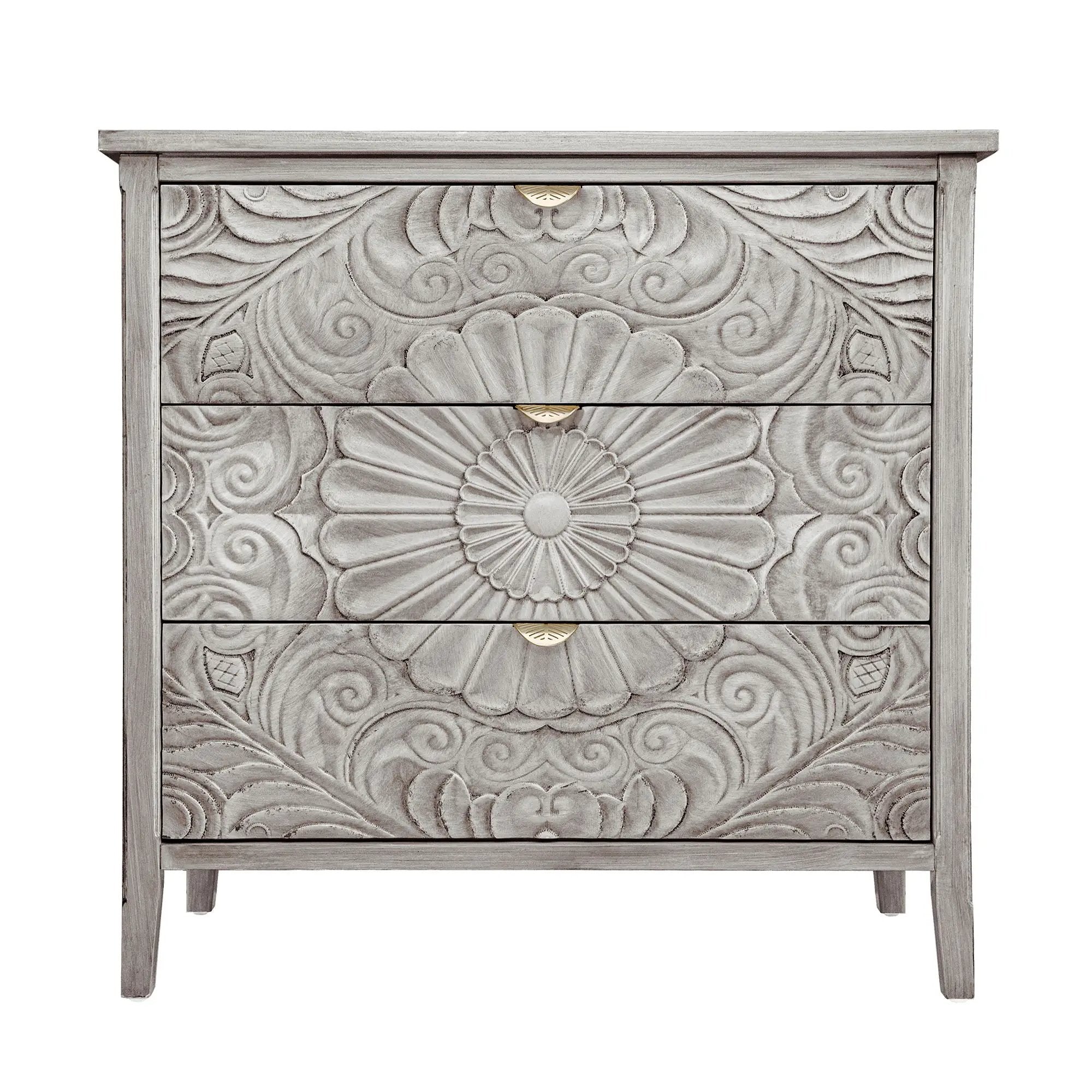 3 Drawer Cabinet, American Furniture, Suitable For Bedroom, Living Room - Light Gray by HouseOfZazla