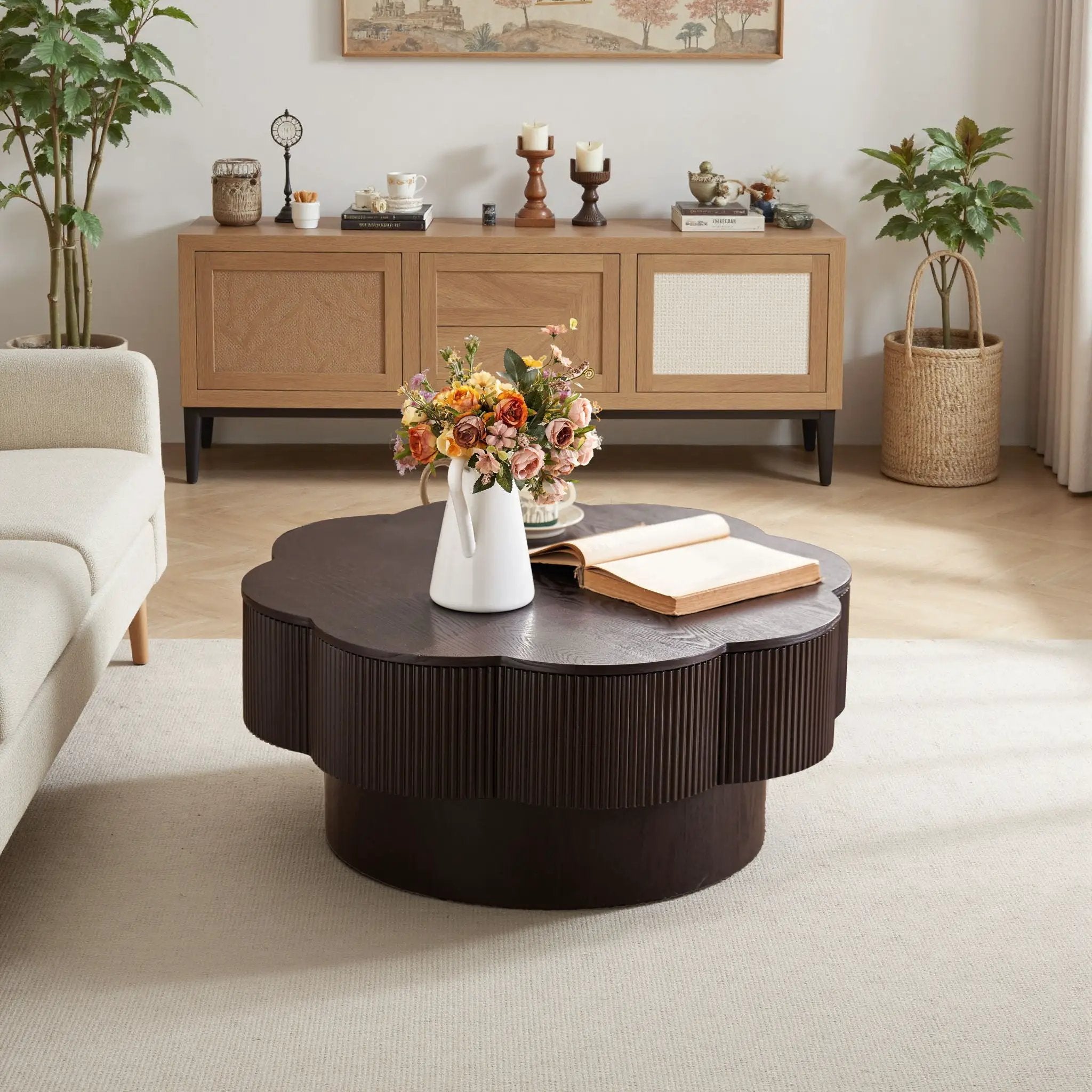 Modern Plum Blossom Shaped Coffee Table With Storage by Unique Piece Furniture