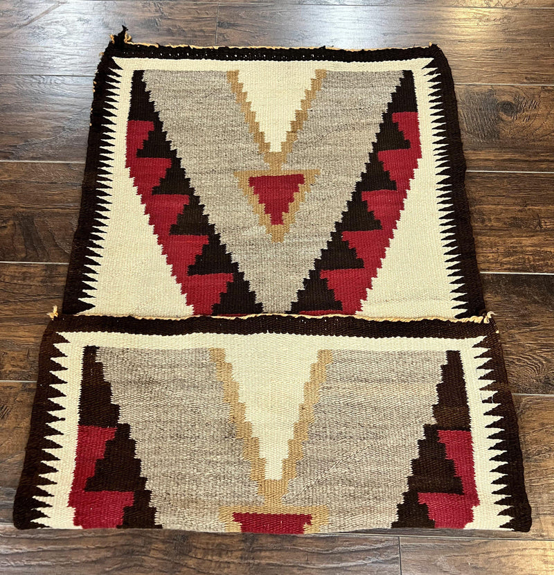 Antique Navajo Rug 2x4, Collectible Native American Wool Handmade Rug, Ivory Black Red Gray, Vintage Navajo Textile by Jewel Rugs