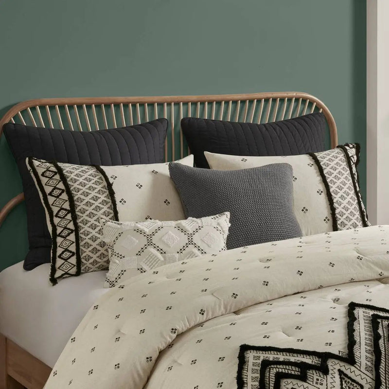 3 Piece Cotton and Flax Linen Blend Comforter Set Natural King/Cal King by HouseOfZazla