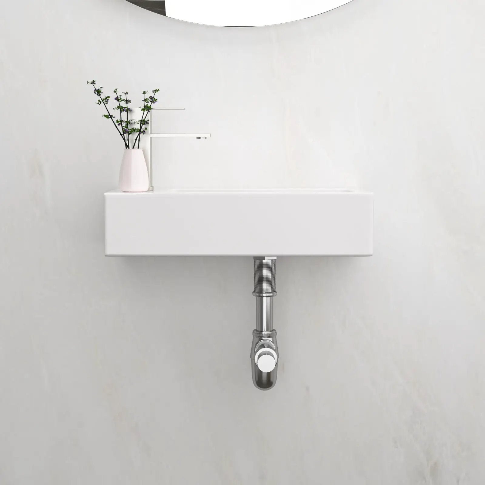 Modern Ceramic Rectangle Wall Mount Bathroom Sink With Single Faucet Hole by HouseOfZazla