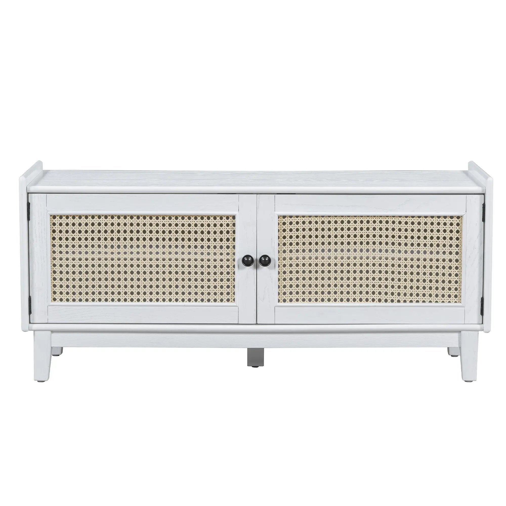 TREXM Boho Rattan Entryway Bench with Storage by HouseOfZazla
