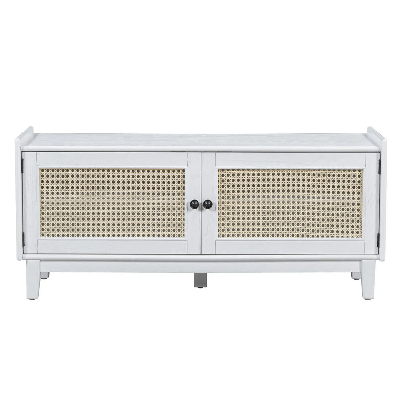 TREXM Boho Rattan Entryway Bench with Storage by HouseOfZazla