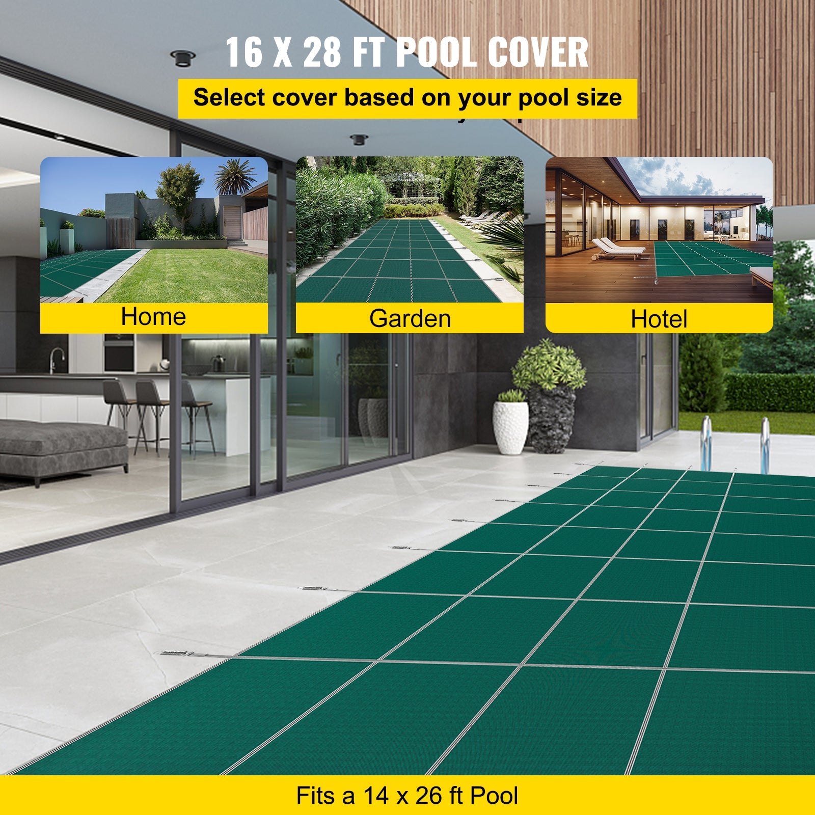 Pool Safety Cover Fits 14x26ft Rectangle Inground Safety Pool Cover by HouseOfZazla