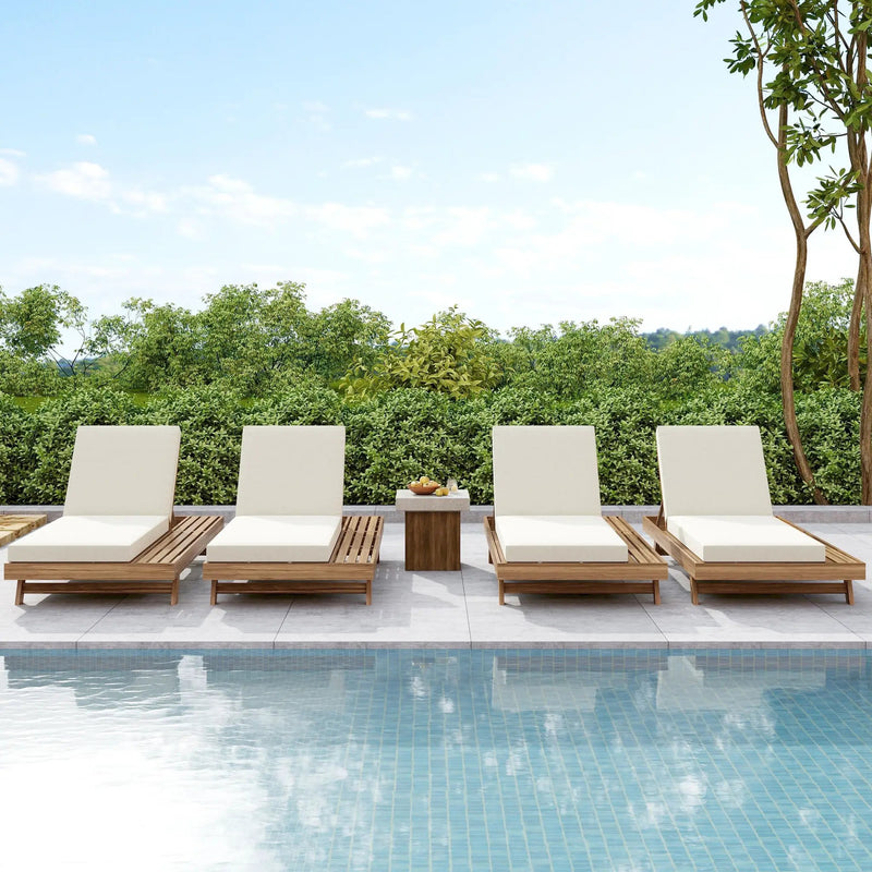 Lounge Chaise Set, Space Available On One Side, Acacia Wood In by HouseOfZazla