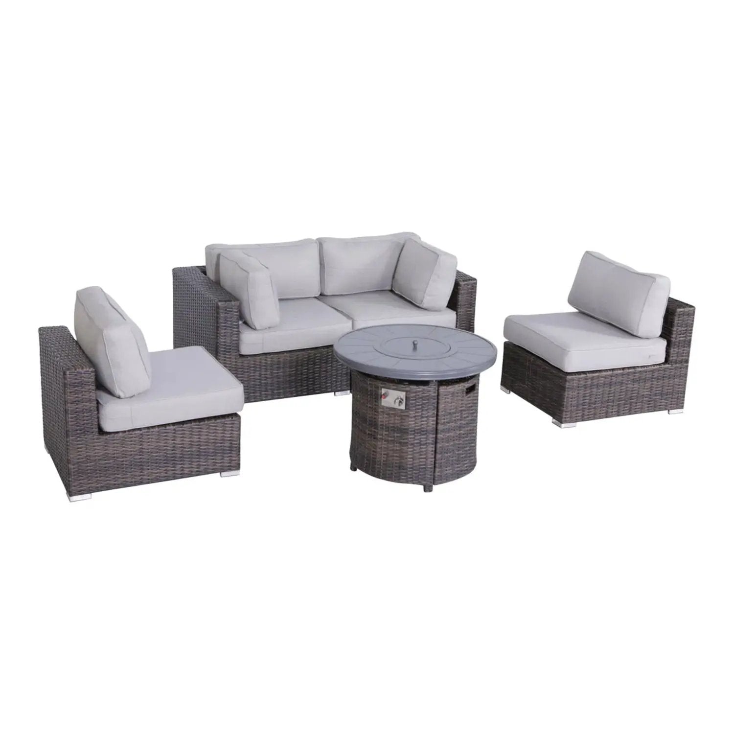 Wicker Outdoor Lounge Set With Cushions And Fire Pit by Unique Piece Furniture