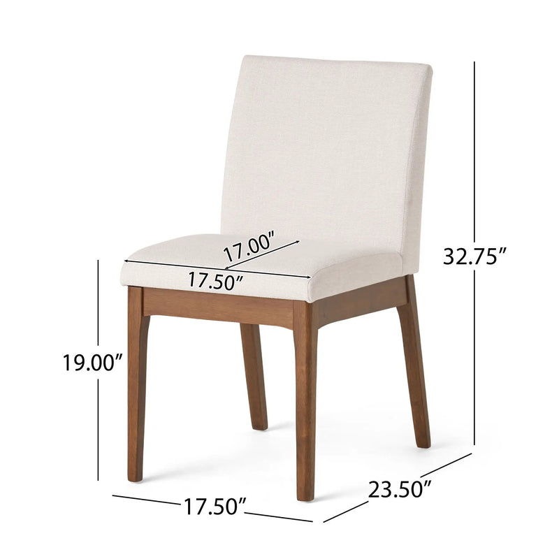 5 Piece Dining Set With 4 Upholstered Chairs - Light Beige / Walnut by HouseOfZazla