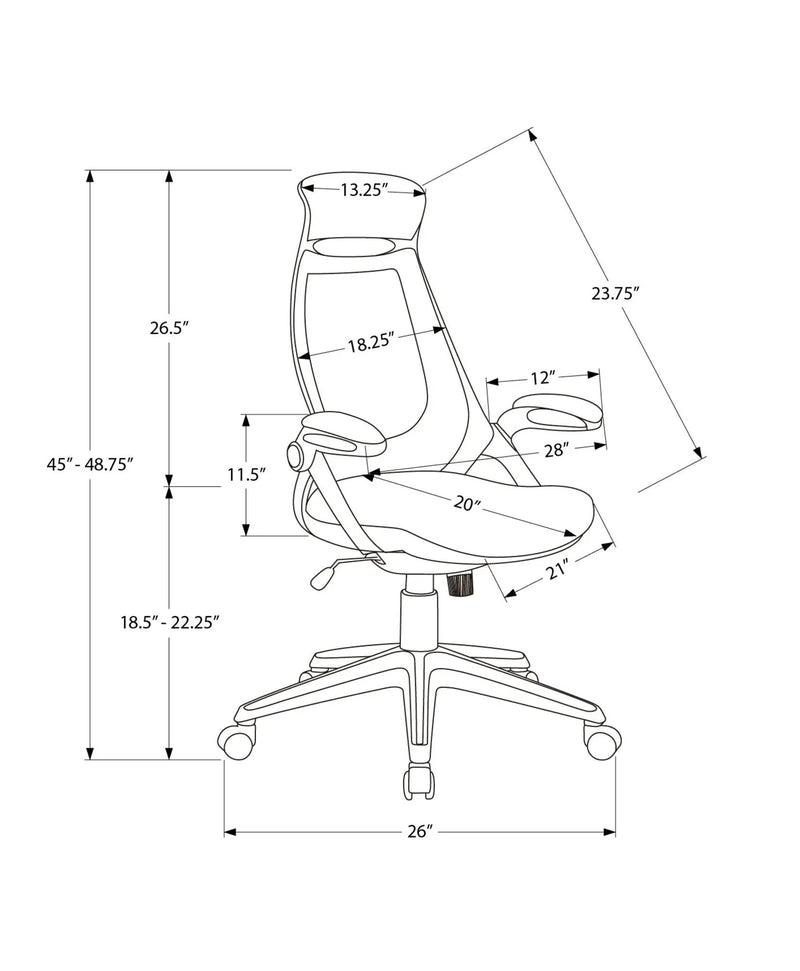 Office Chair, Adjustable Height, Swivel, Ergonomic, Armrests, Contemporary & Modern by Unique Piece Furniture