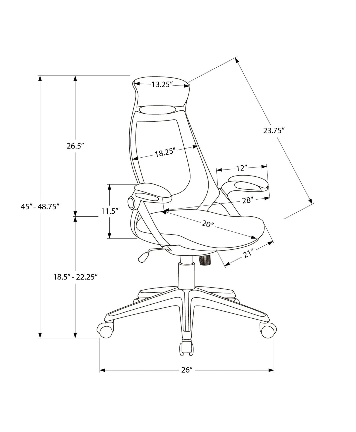 Office Chair, Adjustable Height, Swivel, Ergonomic, Armrests, Contemporary & Modern by Unique Piece Furniture