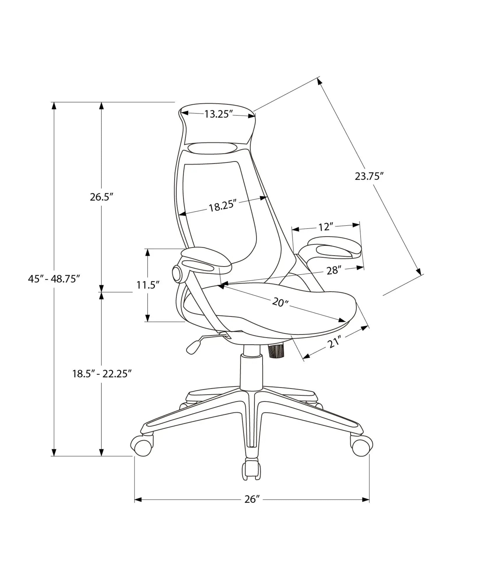 Office Chair, Adjustable Height, Swivel, Ergonomic, Armrests, Contemporary & Modern by Unique Piece Furniture