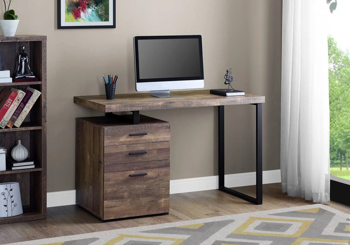 Computer Desk For Home Office, Left, Right Set - Up, Ample Storage Drawers by Unique Piece Furniture