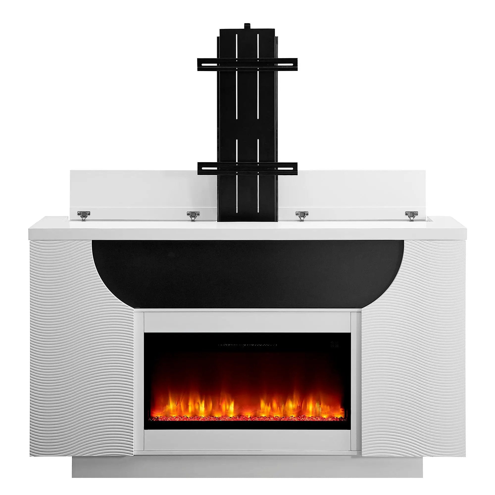 Aurora - Fireplace TV Lift With Adjustable Temperature And LED Colors - White by HouseOfZazla