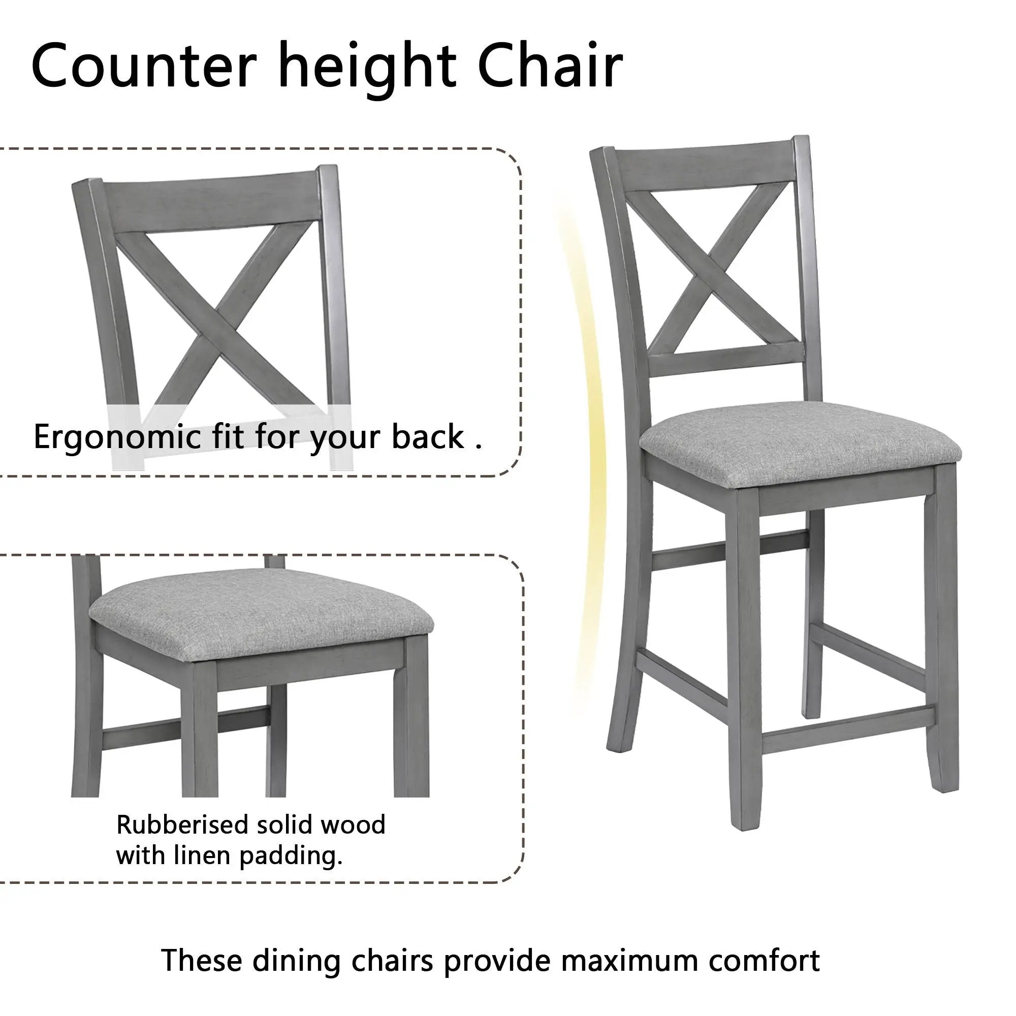 5 Piece Dining Table Set, Wooden Dining Square Table Set For 4 by Unique Piece Furniture