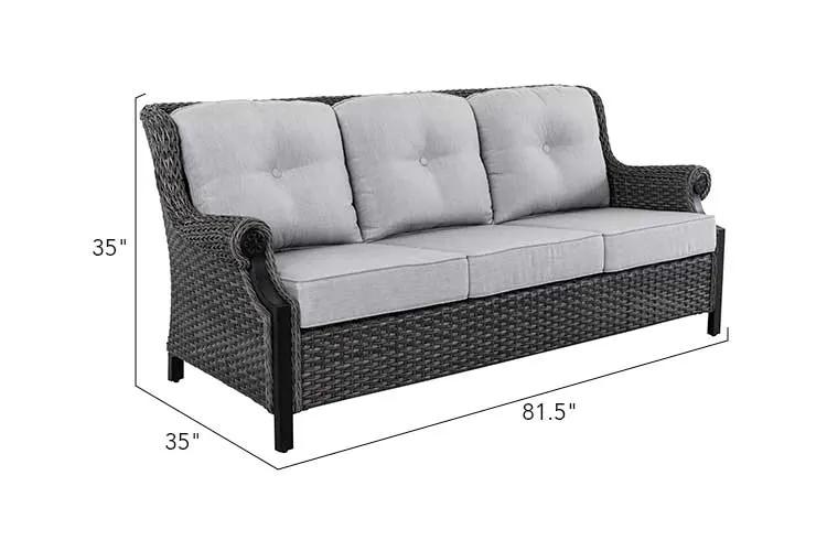 Lassen wicker living room set: 1 three-seater sofa and 2 swivel rocking chairs by Outdoor-USA®