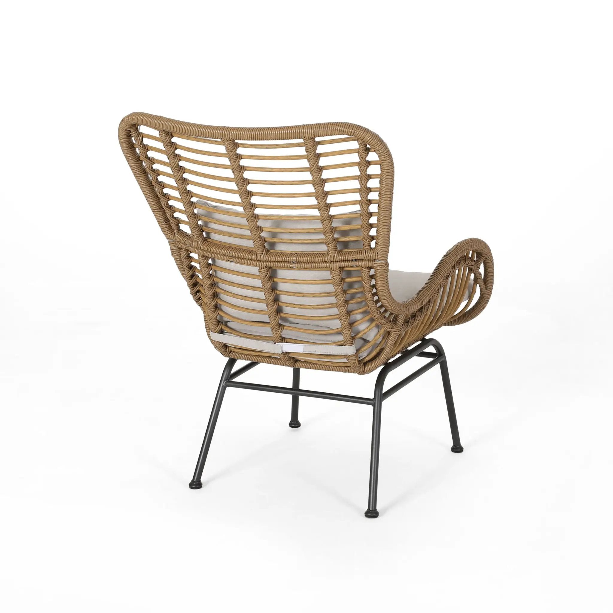 Modern Aesthetic Outdoor Rattan Accent Chair With Metal Legs by HouseOfZazla