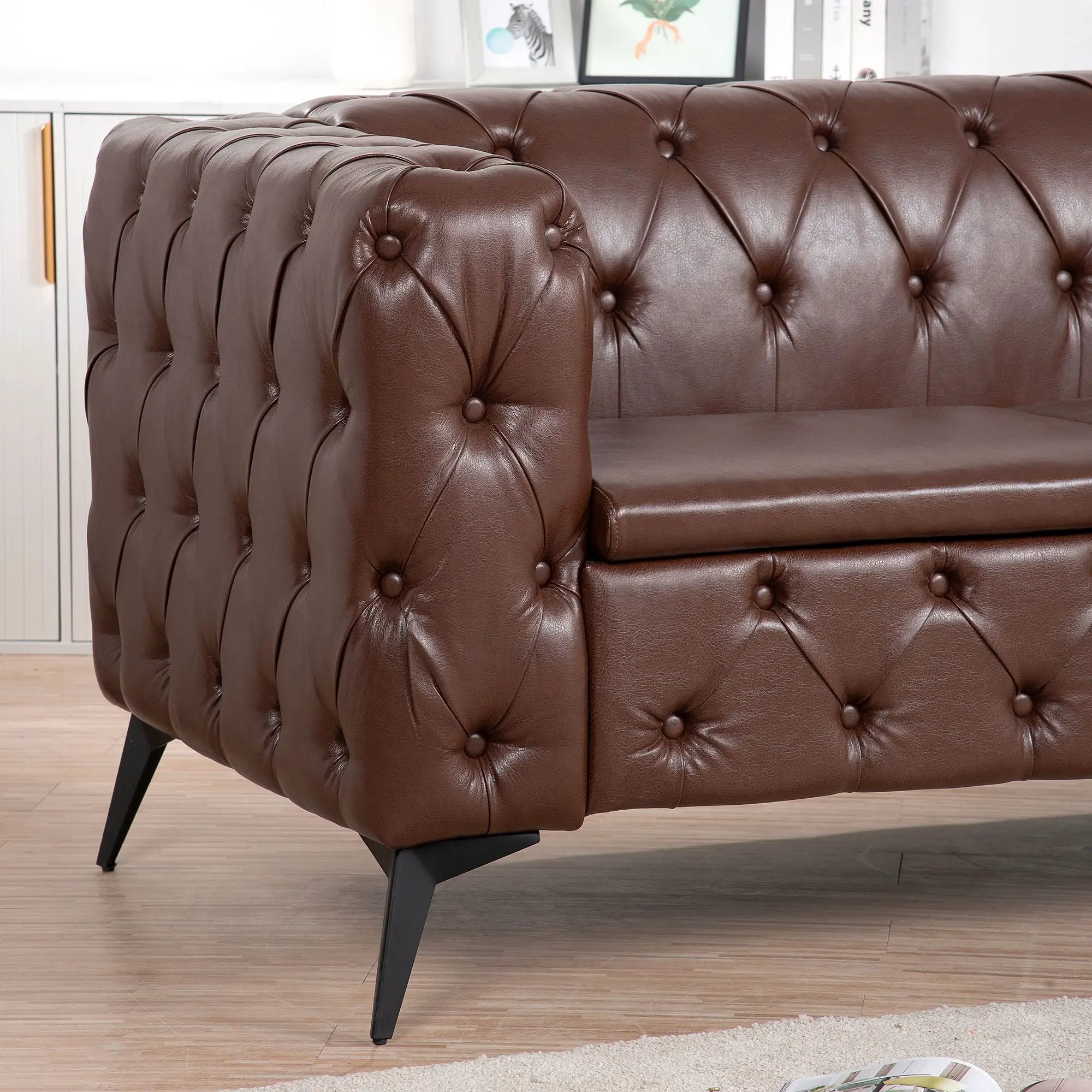 Square Arm Removable Cushion 3 Seater Sofa by HouseOfZazla