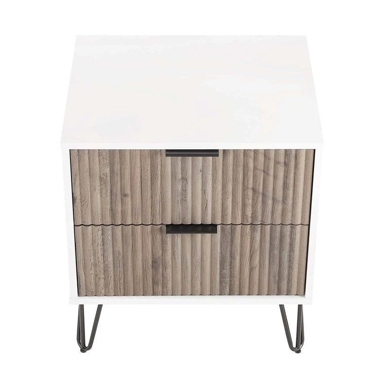 Dumbo - Fluted Nightstand With 2 Drawers - Gray / White by HouseOfZazla