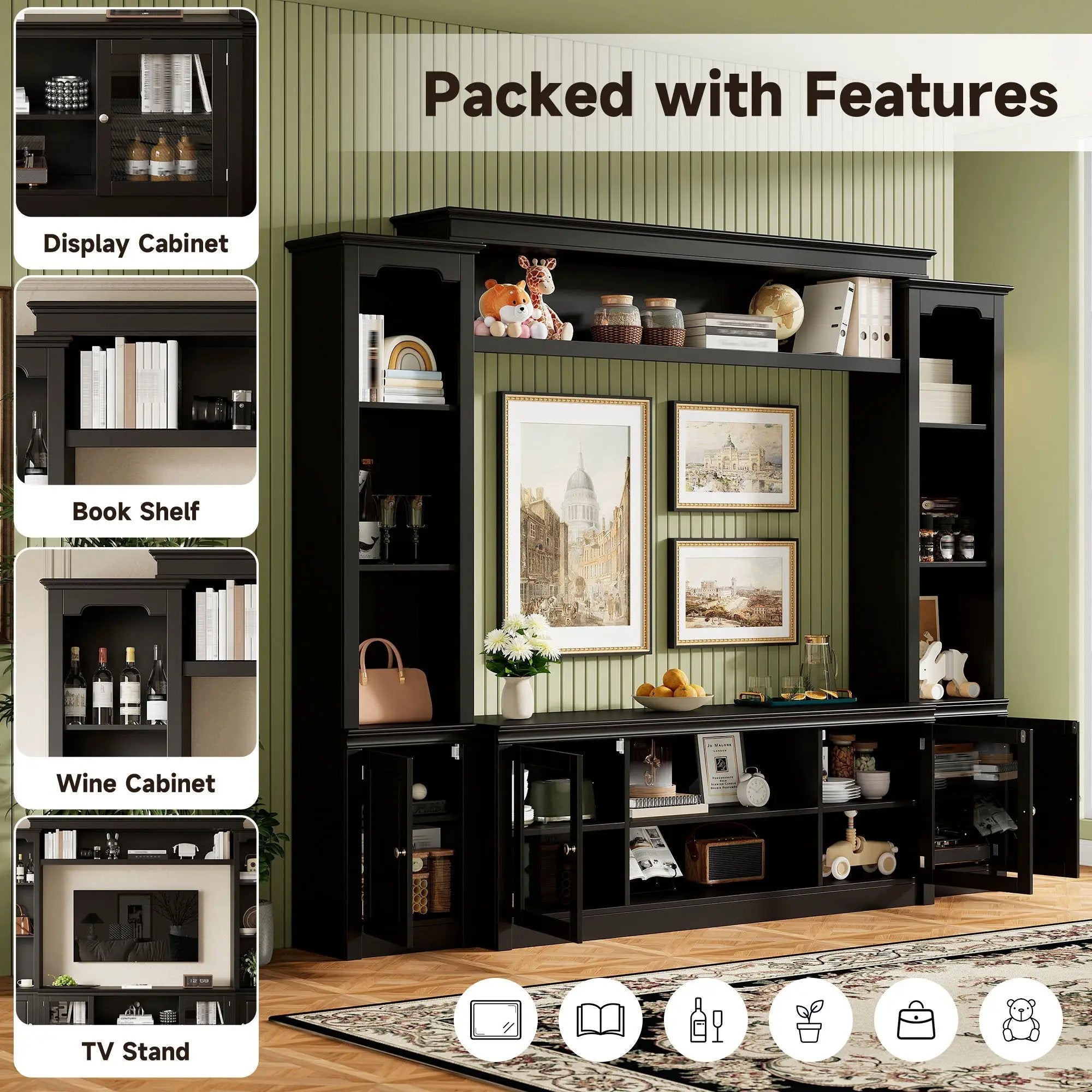 All-In-One TV Stand With Bookcase For TVs Up To 65" by Unique Piece Furniture
