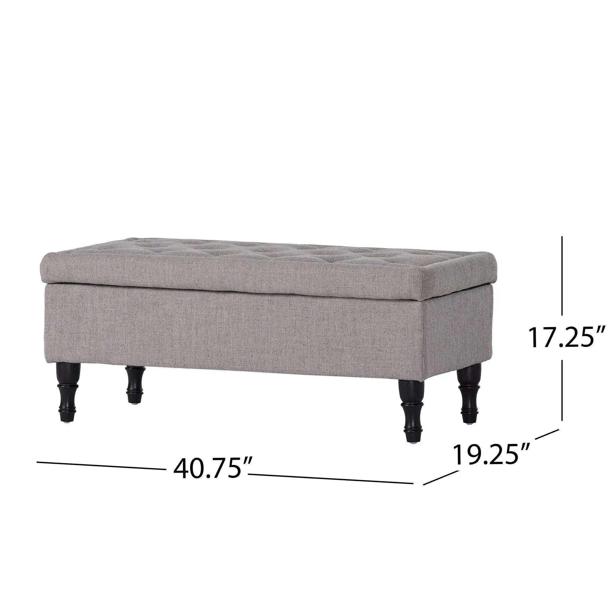 Dean Fabric Storage Wide Tufted Rectangle Ottoman - Gray by HouseOfZazla