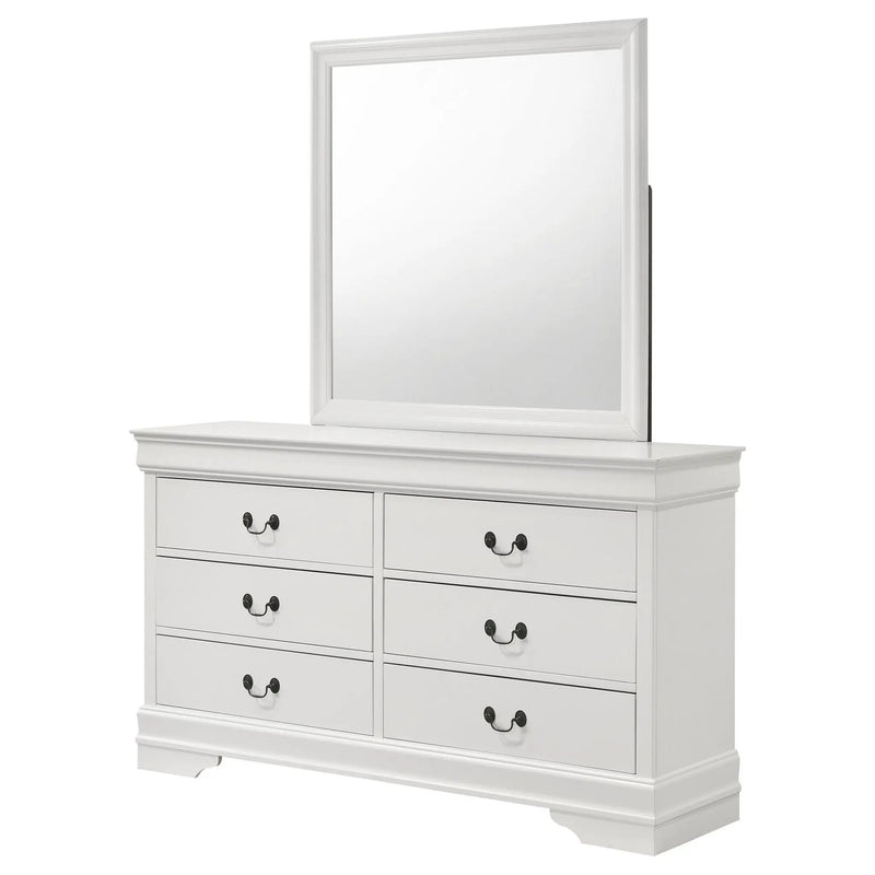 Louis Philippe 6-drawer Dresser and Mirror White by Unique Piece Furniture