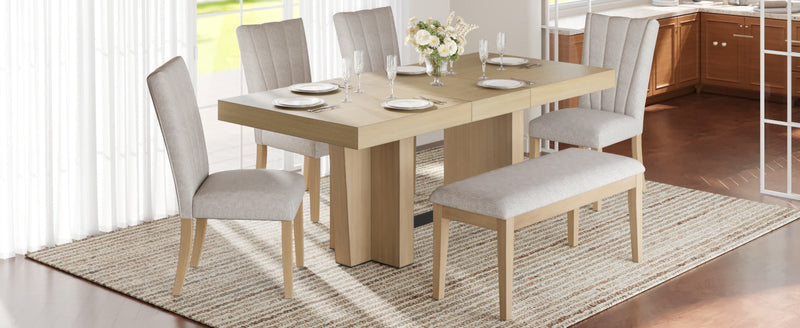 TOPMAX Farmhouse Extendable Wood Dining Table Set for 6 by HouseOfZazla
